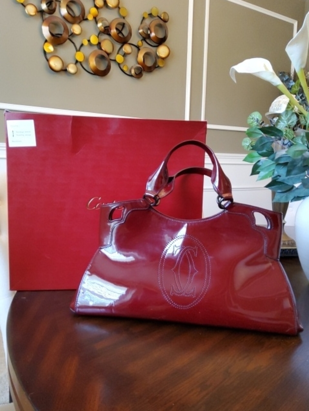 Cartier Burgundy Patent Leather Satchel